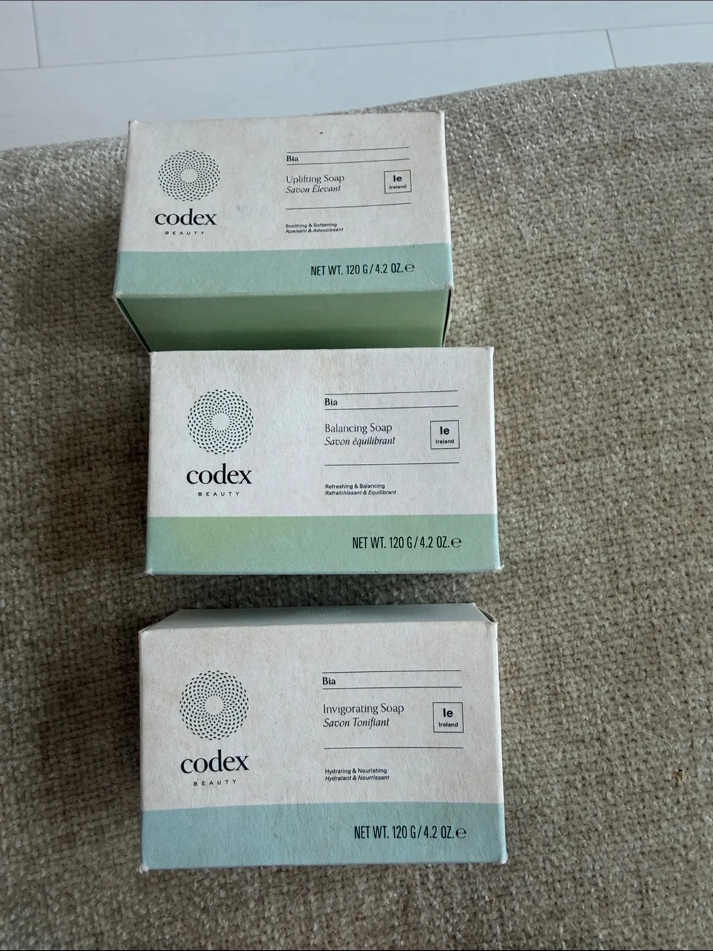 Codex Beauty Bar Soaps - Mint & Cream Packaging (3 Bars)